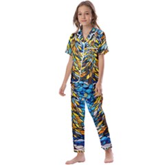 Stained Glass Winter Kids  Satin Short Sleeve Pajamas Set by Vaneshop