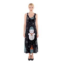 Snowman Christmas Sleeveless Maxi Dress by Vaneshop