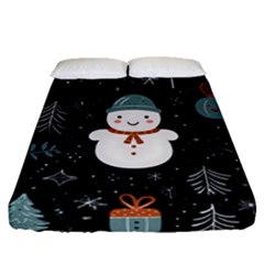 Snowman Christmas Fitted Sheet (queen Size) by Vaneshop