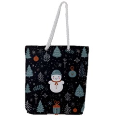 Snowman Christmas Full Print Rope Handle Tote (large) by Vaneshop