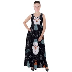 Snowman Christmas Empire Waist Velour Maxi Dress by Vaneshop