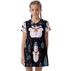 Snowman Christmas Kids  Asymmetric Collar Dress by Vaneshop