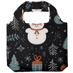 Snowman Christmas Foldable Grocery Recycle Bag