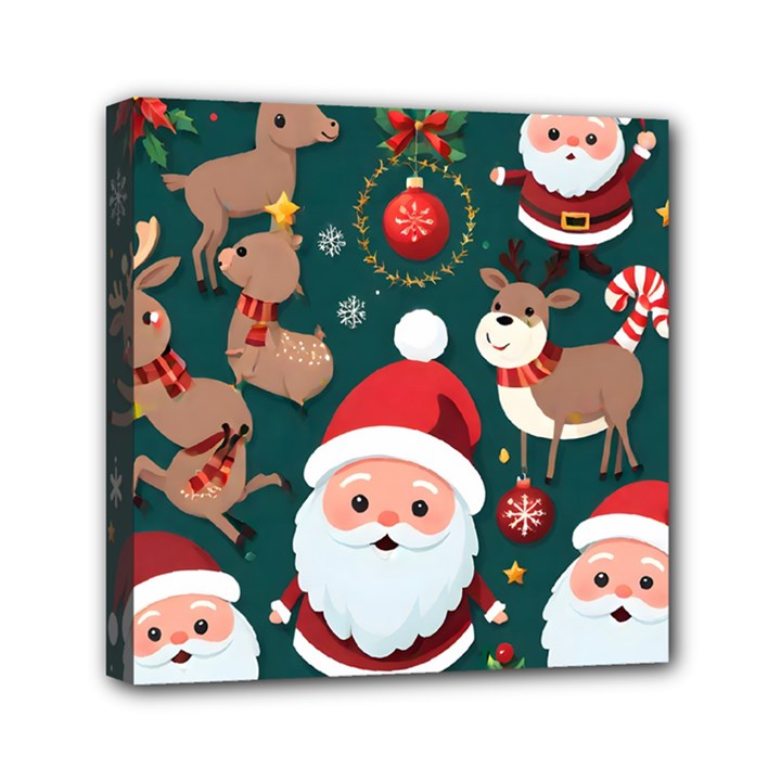 Christmas Santa Claus Mini Canvas 6  x 6  (Stretched)