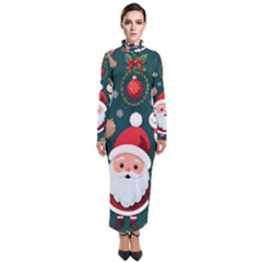 Christmas Santa Claus Turtleneck Maxi Dress by Vaneshop