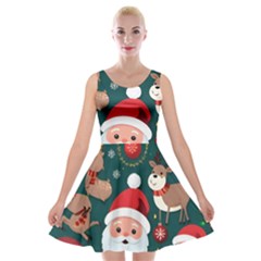 Christmas Santa Claus Velvet Skater Dress