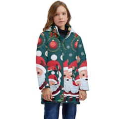 Christmas Santa Claus Kids  Hooded Longline Puffer Jacket by Vaneshop