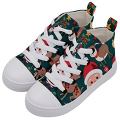 Christmas Santa Claus Kids  Mid-top Canvas Sneakers by Vaneshop