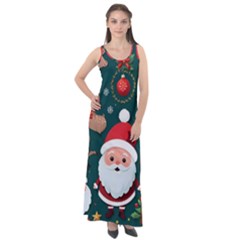 Christmas Santa Claus Sleeveless Velour Maxi Dress by Vaneshop