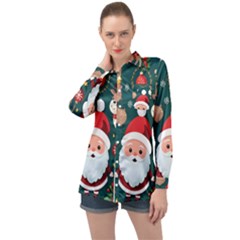 Christmas Santa Claus Long Sleeve Satin Shirt