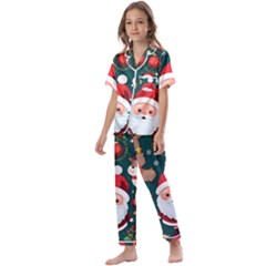 Christmas Santa Claus Kids  Satin Short Sleeve Pajamas Set by Vaneshop