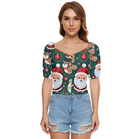 Christmas Santa Claus Button Up Blouse by Vaneshop