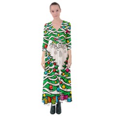 Christmas Tree Button Up Maxi Dress by Vaneshop