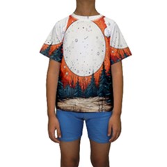 Moon Night Nature Dream Sky Kids  Short Sleeve Swimwear by Vaneshop