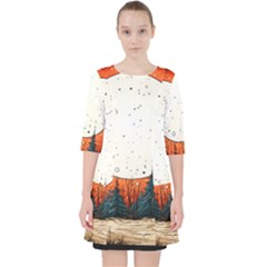 Moon Night Nature Dream Sky Quarter Sleeve Pocket Dress by Vaneshop