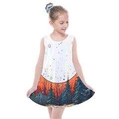 Moon Night Nature Dream Sky Kids  Summer Dress by Vaneshop