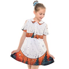 Moon Night Nature Dream Sky Kids  Short Sleeve Shirt Dress