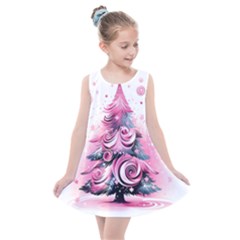 Winter Christmas Snow Xmas Tree Kids  Summer Dress by Vaneshop