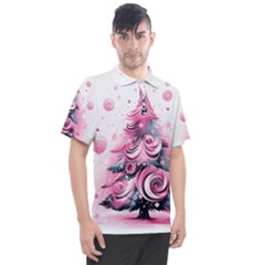 Winter Christmas Snow Xmas Tree Men s Polo T-shirt by Vaneshop