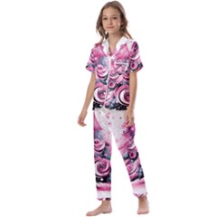 Winter Christmas Snow Xmas Tree Kids  Satin Short Sleeve Pajamas Set by Vaneshop