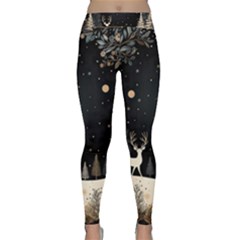 Christmas Winter Xmas Scene Nature Forest Tree Moon Classic Yoga Leggings by Vaneshop