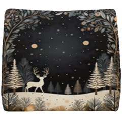 Christmas Winter Xmas Scene Nature Forest Tree Moon Seat Cushion by Vaneshop