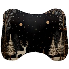 Christmas Winter Xmas Scene Nature Forest Tree Moon Head Support Cushion by Vaneshop