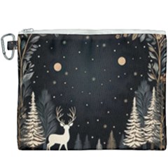 Christmas Winter Xmas Scene Nature Forest Tree Moon Canvas Cosmetic Bag (xxxl) by Vaneshop