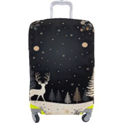 Christmas Winter Xmas Scene Nature Forest Tree Moon Luggage Cover (large) by Vaneshop