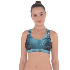 Christmas Frame Border Cross String Back Sports Bra by Vaneshop