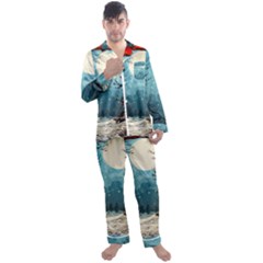 Christmas Frame Border Men s Long Sleeve Satin Pajamas Set by Vaneshop