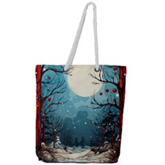 Christmas Frame Border Full Print Rope Handle Tote (large) by Vaneshop