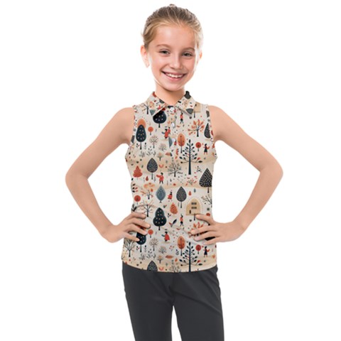 Pattern Seamless Kids  Sleeveless Polo T-shirt by Vaneshop