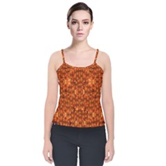 Floral Time In Peace And Love Velvet Spaghetti Strap Top by pepitasart