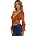 Floral Time In Peace And Love Long Sleeve Deep-V Velour Top View2