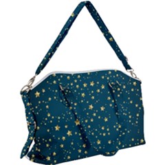 Star Golden Pattern Christmas Design White Gold Canvas Crossbody Bag by Vaneshop