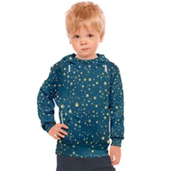 Star Golden Pattern Christmas Design White Gold Kids  Hooded Pullover by Vaneshop