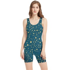 Star Golden Pattern Christmas Design White Gold Women s Wrestling Singlet by Vaneshop