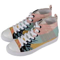 Leaves Pattern Design Colorful Decorative Texture Women s Mid-top Canvas Sneakers by Vaneshop