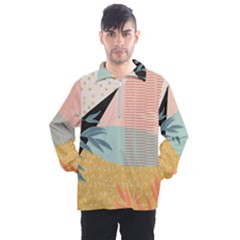 Leaves Pattern Design Colorful Decorative Texture Men s Half Zip Pullover