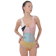 Leaves Pattern Design Colorful Decorative Texture Side Cut Out Swimsuit by Vaneshop