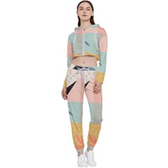 Leaves Pattern Design Colorful Decorative Texture Cropped Zip Up Lounge Set by Vaneshop