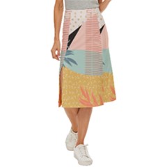 Leaves Pattern Design Colorful Decorative Texture Midi Panel Skirt by Vaneshop