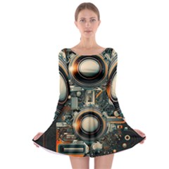 Illustrations Technology Robot Internet Processor Long Sleeve Skater Dress by Vaneshop