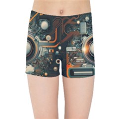 Illustrations Technology Robot Internet Processor Kids  Sports Shorts by Vaneshop