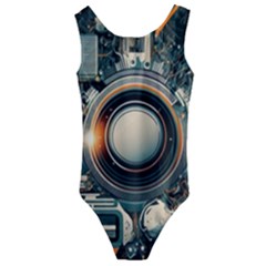 Illustrations Technology Robot Internet Processor Kids  Cut-out Back One Piece Swimsuit by Vaneshop