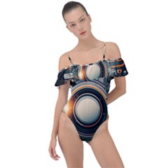 Illustrations Technology Robot Internet Processor Frill Detail One Piece Swimsuit by Vaneshop