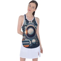 Illustrations Technology Robot Internet Processor Racer Back Mesh Tank Top by Vaneshop