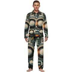 Illustrations Technology Robot Internet Processor Men s Long Sleeve Velvet Pocket Pajamas Set by Vaneshop