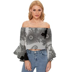 Apple Males Almond Bread Abstract Mathematics Off Shoulder Flutter Bell Sleeve Top by Vaneshop